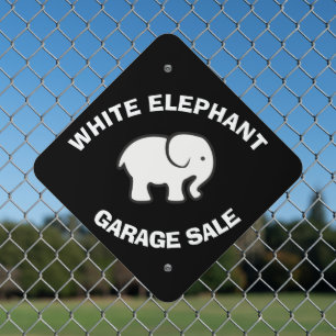 White Elephant Yard Sale Metal Sign