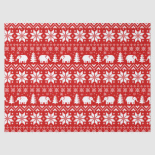 White Elephants Christmas Holiday Pattern Red Tissue Paper
