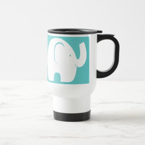 White Elephants over Aqua Travel Mug