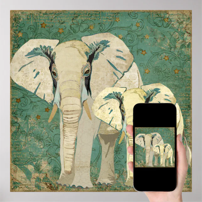 White Elephants Starry Night Poster Zazzle