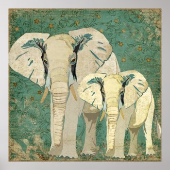 White Elephants Starry Night Poster by Greyszoo at Zazzle