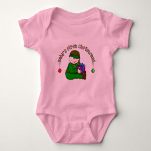 White Elf Baby 1st  Christmas Bodysuit