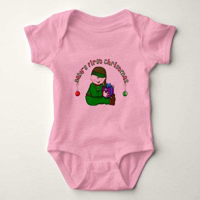White Elf Baby 1st  Christmas Bodysuit (Front)