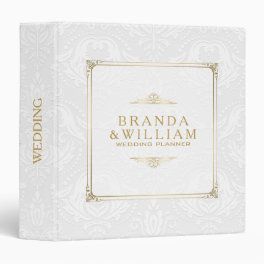 White Embossed Damasks With Elegant Gold Frame Binder