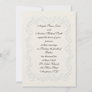 White Embossed-Look Invitation