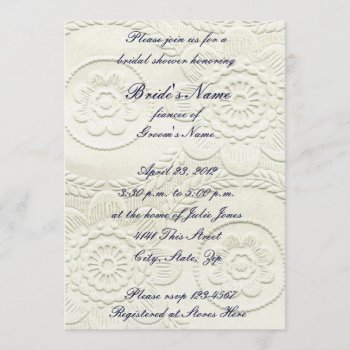 White Embossed Style Bridal Shower Invitation by RiverJude at Zazzle