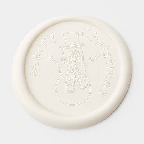 White Embossed Style Merry Christmas Snowman Wax Seal Sticker