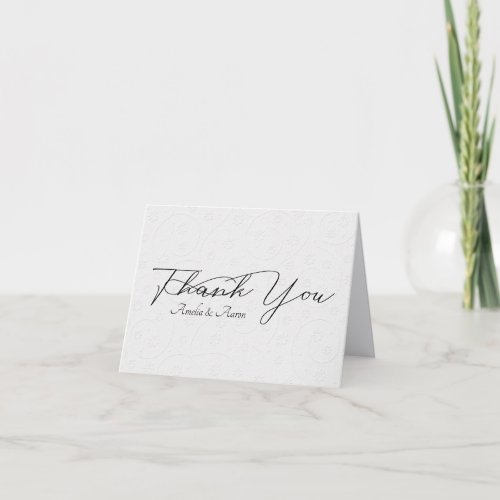 White Embossed Wedding Thank You