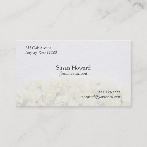 white embossed with narcissus fade business card