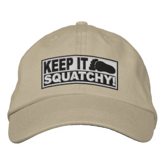 White *EMBROIDERED* Keep It Squatchy! - Bobo's Embroidered Baseball Cap