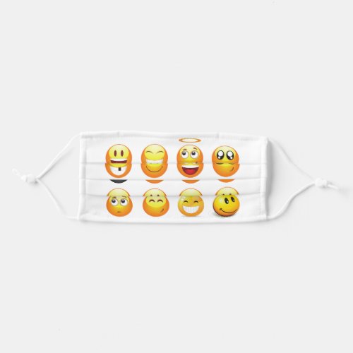 white emojis adult cloth face mask