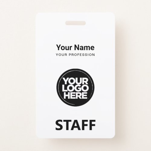 White Employee Name Business Logo Staff Tag Badge