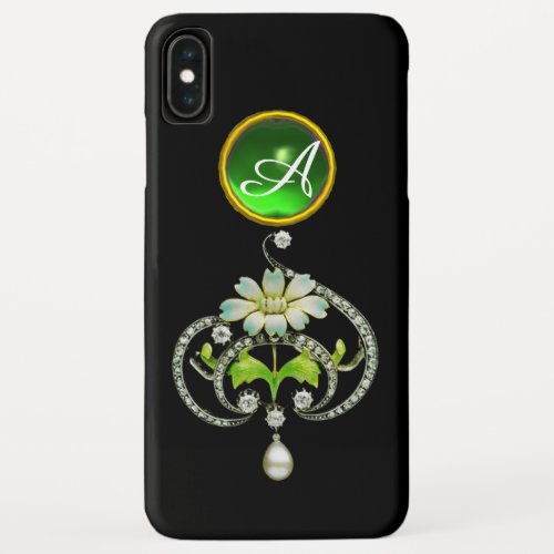 WHITE ENAMEL FLOWER PEARLS AND DIAMONDS MONOGRAM iPhone XS MAX CASE