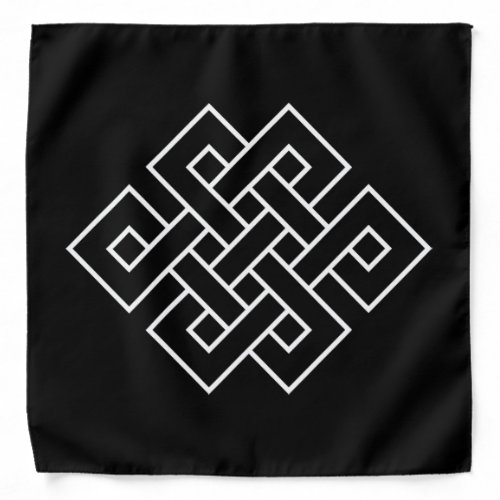 White Endless Knot Symbol on Black Bandana