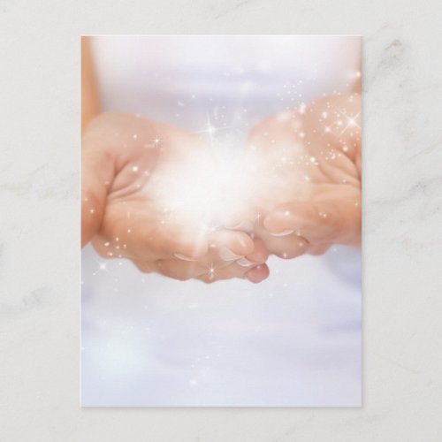 white energy healing hands reiki healer shaman postcard