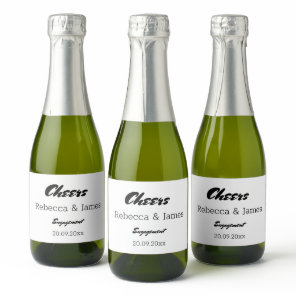 White Engagement Party Cheers Favors Mini   Sparkling Wine Label
