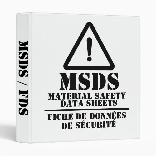 White English and French MSDS  FDS 3 Ring Binder
