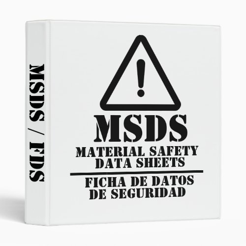 White English and Spanish MSDS  FDS Binder