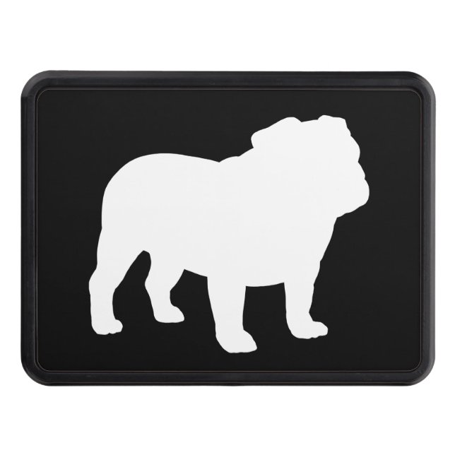 White English Bulldog Silhouette | Cool Dog Hitch Cover (Front)