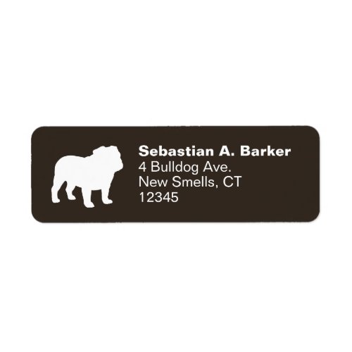 White English Bulldog Silhouette Return Address Label