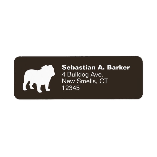 White English Bulldog Silhouette Return Address Label (Front)