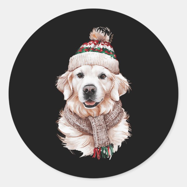 White English Cream Golden Retriever Mom Dog Puppy Classic Round Sticker (Front)