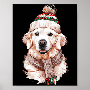 White English Cream Golden Retriever Mom Dog Puppy Poster