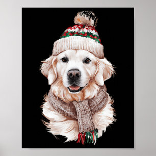 White English Cream Golden Retriever Mom Dog Puppy Poster