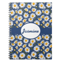 White English Daisies on Blue