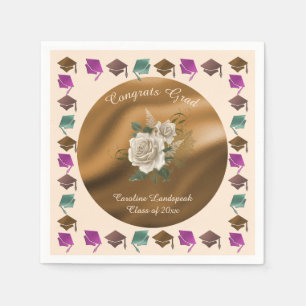 White English Flowers, Graduation 2025 Napkins