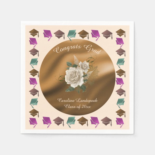 White English Flowers, Graduation 2025 Napkins (Front)
