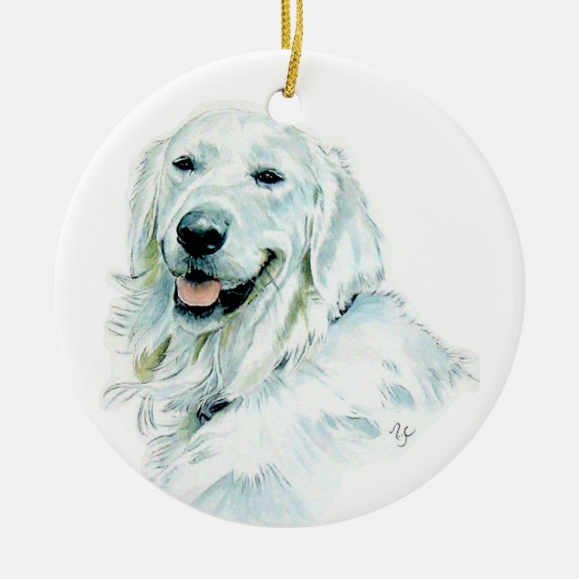 White English Retriever Ceramic Ornament (Front)