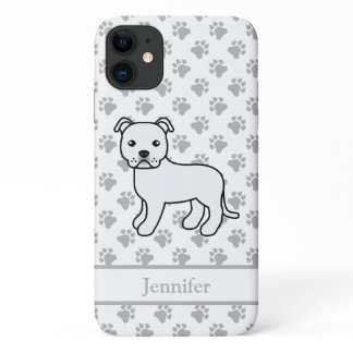 White English Staffie Cute Cartoon Dog &amp; Name iPhone 11 Case