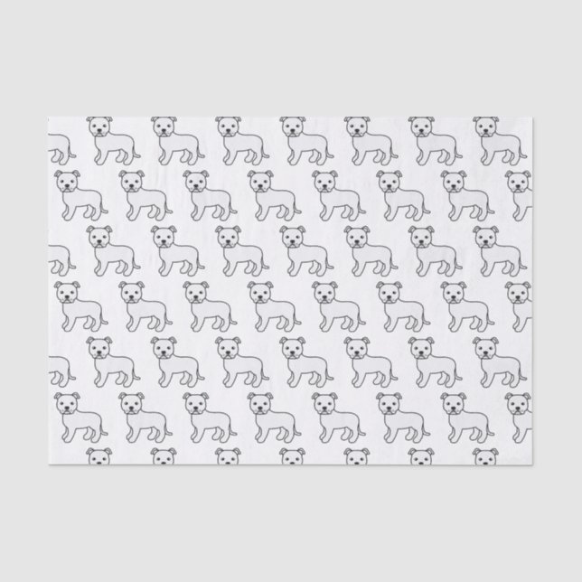 White English Staffie Cute Cartoon Dog Pattern Tissue Paper (Front)