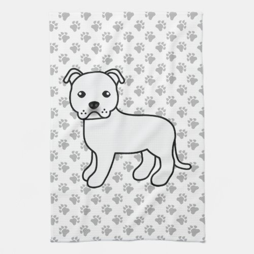 White English Staffordshire Bull Terrier Dog Kitchen Towel