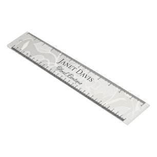 White engraved flowers silver ruler