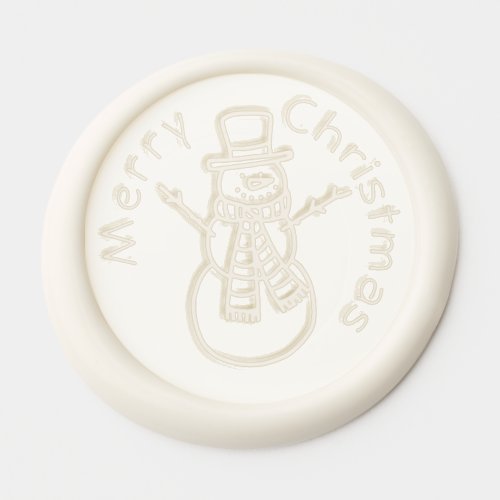 White Engraved Style Merry Christmas Snowman Wax Seal Sticker