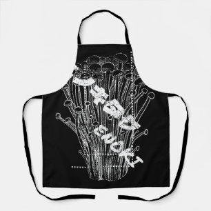 White Enoki Mushrooms Japanese Letters Fungus Food Apron