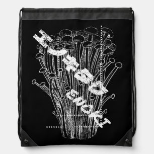 White Enoki Mushrooms Japanese Letters Fungus Food Drawstring Bag
