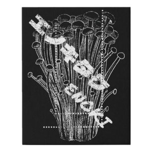 White Enoki Mushrooms Japanese Letters Fungus Food Faux Canvas Print