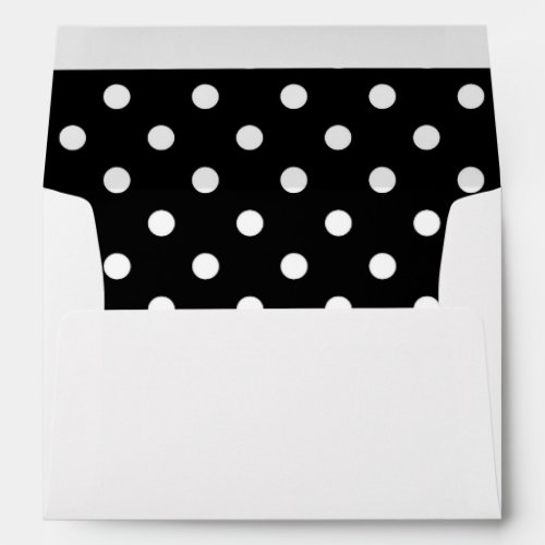 White Envelope Black Polka Dot Lined Envelope