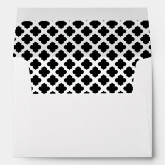 White Envelope Black Quatrefoil Lined