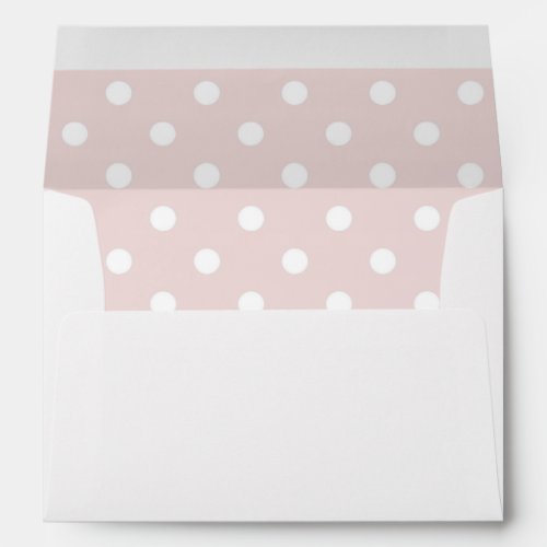 White Envelope Blush Pink Polka Dot Lined Envelope
