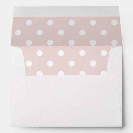 White Envelope, Blush Pink Polka Dot Lined Envelope
