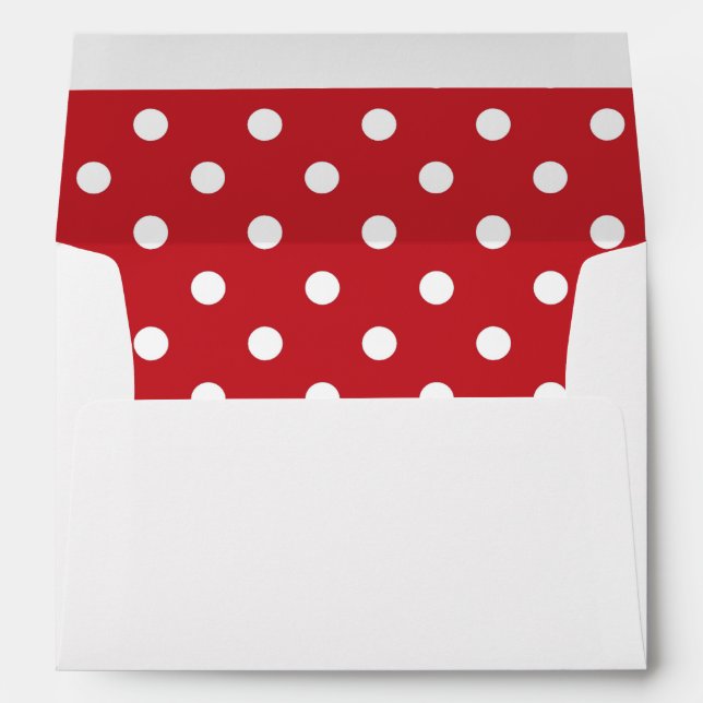 White Envelope, Cherry Red Polka Dot Lined Envelope (Back (Bottom))