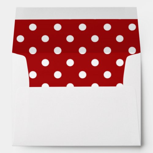 White Envelope Dark Red Polka Dot Lined Envelope