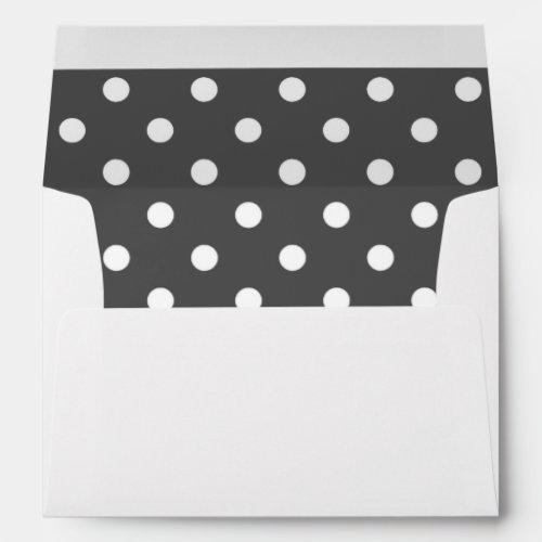 White Envelope Dark Silver Gray Polka Dot Lined Envelope