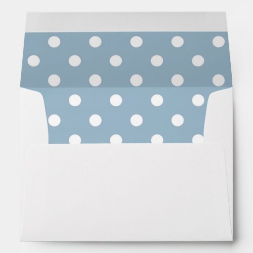 White Envelope Dark Sky Blue Polka Dot Lined Envelope