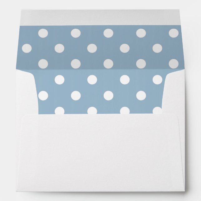 White Envelope, Dark Sky Blue Polka Dot Lined Envelope (Back (Bottom))
