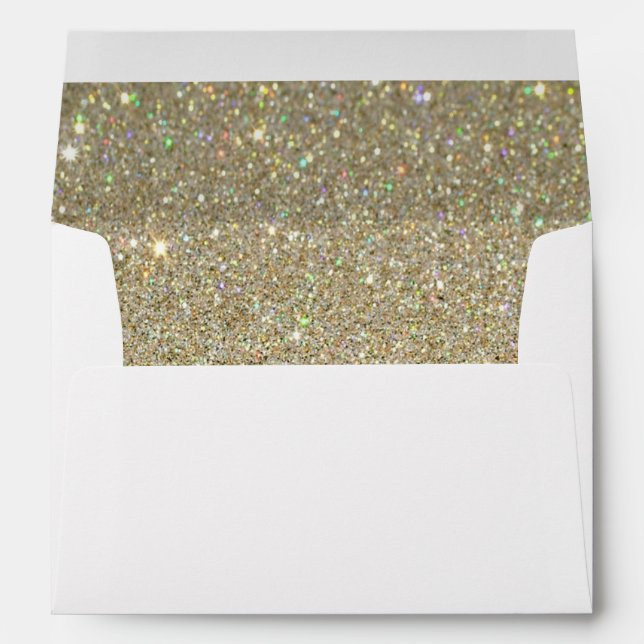 White Envelope, Gold Glitter Lined Envelope (Back (Bottom))